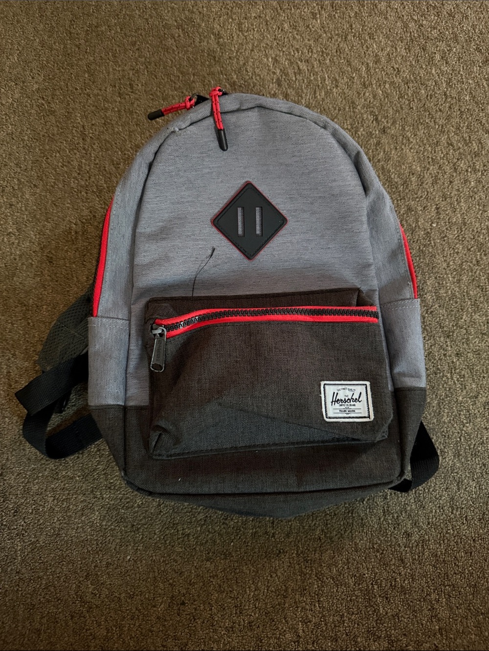 Herschel Supply Company Mini Kids Gray & Black Backpack with Red Accents